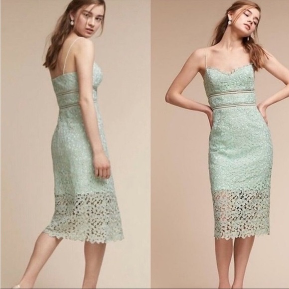 Worn once BHLDN Anthropologie Alessa Mint Green Lace Overlay